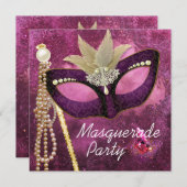 Burgundy Pearl Pink Masquerade Party Einladungen (Vorne/Hinten)