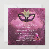 Burgundy Pearl Pink Masquerade Party Einladungen (Rückseite)
