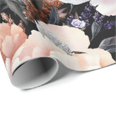 Burgundy Peonies Floral Pattern Geschenkpapier (Rolleneckpunkt)