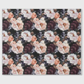 Burgundy Peonies Floral Pattern Geschenkpapier (Flach)