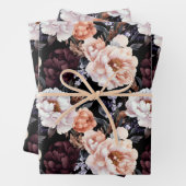 Burgundy Peonies Floral Pattern Geschenkpapier Set (Beispiel)