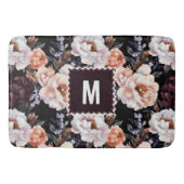 Burgundy Peonies Floral Pattern | Monogramm Badematte (Vorderseite)