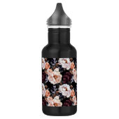 Burgundy Peonies Floral Pattern | Monogramm Edelstahlflasche (Links)