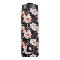 Burgundy Peonies Floral Pattern | Monogramm