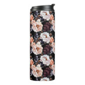 Burgundy Peonies Floral Pattern | Monogramm Thermosbecher (Nach links gedreht)