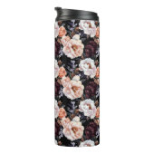 Burgundy Peonies Floral Pattern | Monogramm Thermosbecher (Nach rechts gedreht)