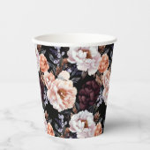 Burgundy Peonies Floral Pattern Pappbecher (Vorderseite)