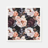 Burgundy Peonies Floral Pattern Serviette (Vorderseite)