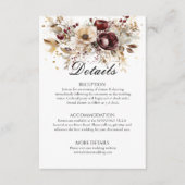 Burgundy Peonies Wedding Details Enclosure Card Begleitkarte (Vorderseite)