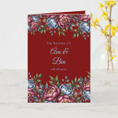 Burgundy Peony and Blue Rose Wedding Vielen Dank Karte (Gelbe Blume)