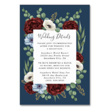 Burgundy Peony Dusty Blue Wedding Cards