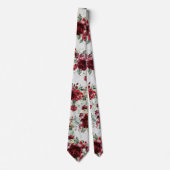 Burgundy Peony Silver Greenery Light Gray Wedding Krawatte (Vorderseite)