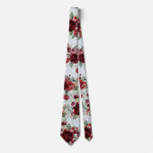 Burgundy Peony Silver Sage Greenery Blue Wedding Krawatte (Vorderseite)