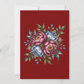 Burgundy Peony und Blue Rose Save the Date Einladung (Rückseite)