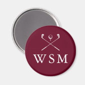Burgundy Personalisiert Monogram Golf Clubs Magnet (Vorderseite/Rückseite)