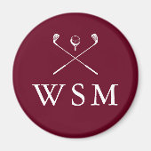 Burgundy Personalisiert Monogram Golf Clubs Magnet (Vorne)