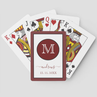 Burgundy Personalisiert Monogram und Name Playing Spielkarten