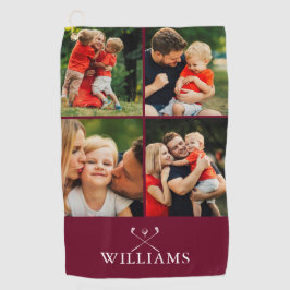 Burgundy Personalisiert Name Foto Collage Golfhandtuch