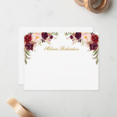 Burgundy Personalisiertes Gold der Wasserfarbe Mitteilungskarte (Vorderseite/Rückseite Beispiel)