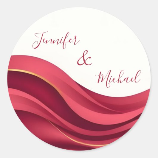 Burgundy Personalized Wedding Runder Aufkleber (Vorderseite)