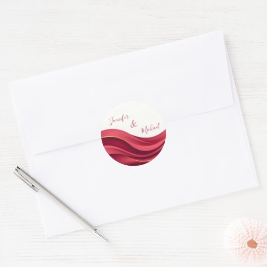 Burgundy Personalized Wedding Runder Aufkleber (Umschlag)