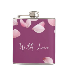 Burgundy Petal Design Vinyl Wrapped Flask Flachmann
