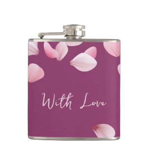 Burgundy Petal Design Vinyl Wrapped Flask Flachmann