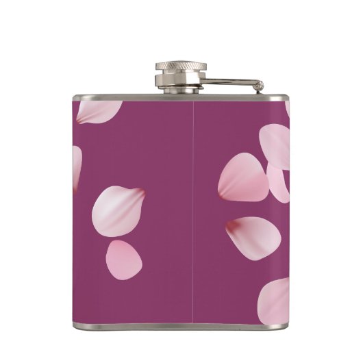 Burgundy Petal Design Vinyl Wrapped Flask Flachmann (Rückseite)