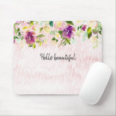 Burgundy Pink Aquarell Blumentierdruckerei Mousepad (Mit Mouse)