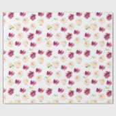 Burgundy Pink Aquarell Floral Geschenkpapier (Flach)