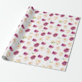 Burgundy Pink Aquarell Floral Geschenkpapier (Ungerollt)