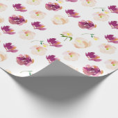 Burgundy Pink Aquarell Floral Geschenkpapier (Ecke)
