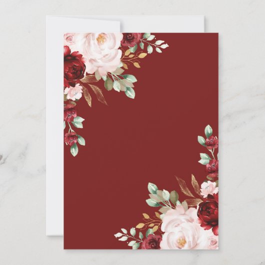 Burgundy Pink Baby Brewing Shower Tee Party Einladung (Rückseite)