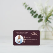 Burgundy & Pink Beruflich Real Anwesen Foto Visitenkarte (Stehend Vorderseite)