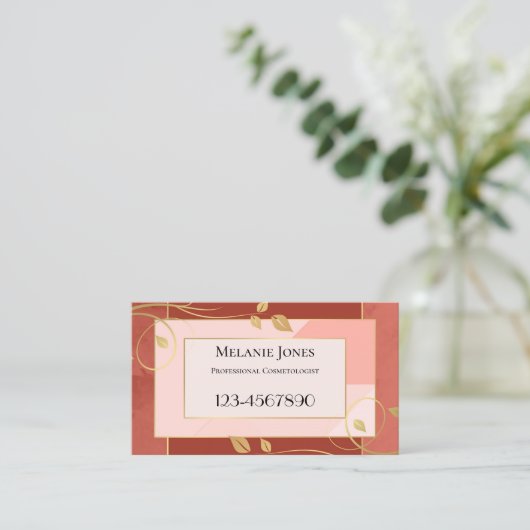 Burgundy Pink Blätter Ernennung Visitenkarte Terminkarte (Stehend Vorderseite)