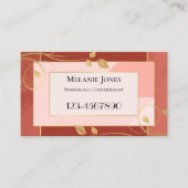 Burgundy Pink Blätter Ernennung Visitenkarte Terminkarte (Vorderseite)