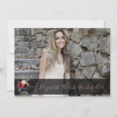 Burgundy Pink Blue Floral Foto Pension Party Einladung (Rückseite)