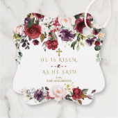 Burgundy Pink Blume Er ist Gold Osterplatz Risen Geschenkanhänger (Rückseite)