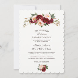 Burgundy Pink Blume Invitación de Baby Dusche Einladung