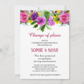 Burgundy Pink Blumengarten Hochzeit neu geplant Einladung (Vorderseite)