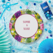 Burgundy Pink Blumengarten Hochzeit neu geplant Pappteller (Party)