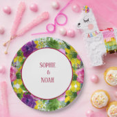 Burgundy Pink Blumengarten Hochzeit neu geplant Pappteller (Party)