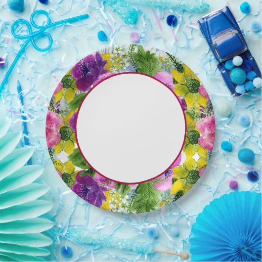 Burgundy Pink Blumengarten Hochzeit neu geplant Pappteller (Party)