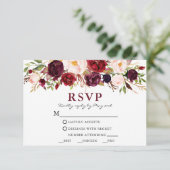Burgundy Pink Blumenmahlzeit RSVP Karte (Stehend Vorderseite)