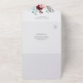 Burgundy Pink Blumenschrift Grüne Hochzeit All In One Einladung (Außenbereich)