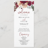 Burgundy Pink Blush Bloral Wedding Programm (Vorderseite)