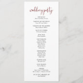 Burgundy Pink Blush Bloral Wedding Programm (Rückseite)