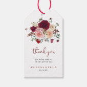 Burgundy Pink Blush Bloral Wedding Vielen Dank Geschenkanhänger (Vorderseite)