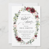 Burgundy Pink Blush Blumengrün Brautparty Einladung (Vorderseite)