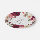 Burgundy Pink Blush Blumenkuchen Pappteller (Schrägansicht)